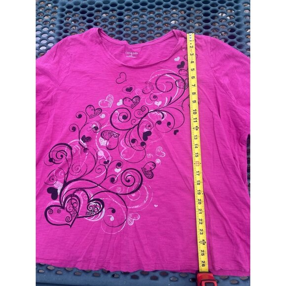 Catherine's hot pink scoop neck hearts swirls tshirt 2X boho hippie colorful - Picture 6 of 8